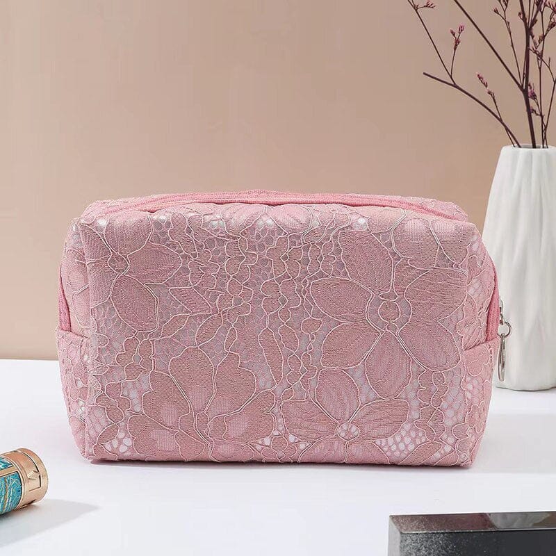 Trousse de Maquillage - Dentelle Rose – vue 3 – Yokabag