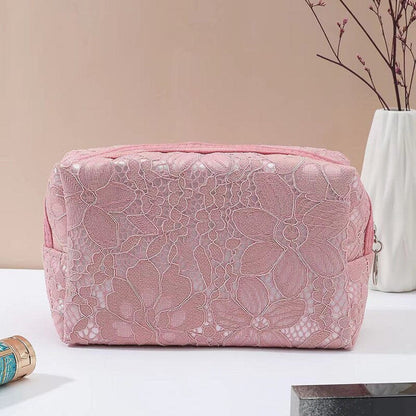 Trousse de Maquillage - Dentelle Rose – vue 3 – Yokabag