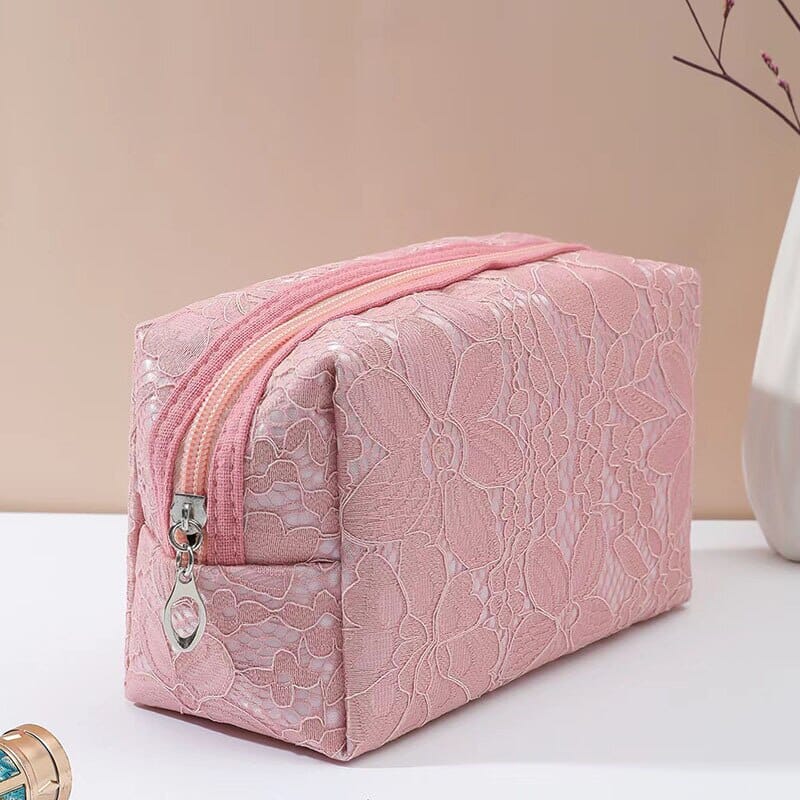 Trousse de Maquillage - Dentelle Rose – vue 4 – Yokabag