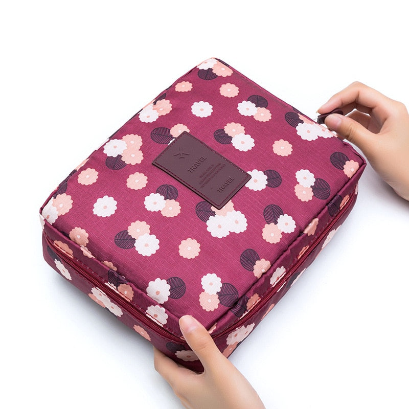 Trousse de Maquillage Voyage Fleurs Bleu Marine – vue 3 – Yokabag