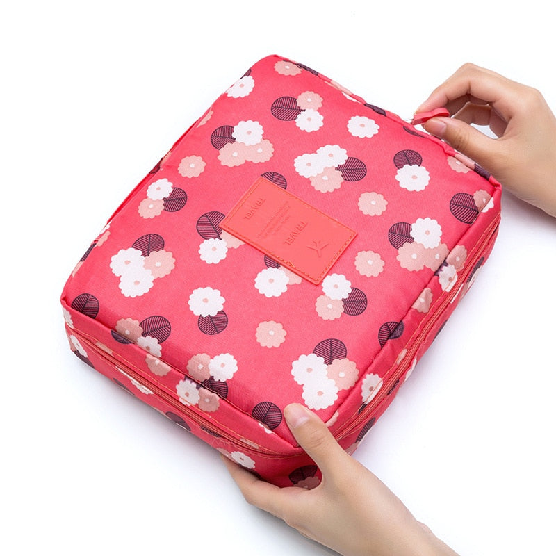 Trousse de Maquillage Voyage Fleurs Rouge – vue 4 – Yokabag
