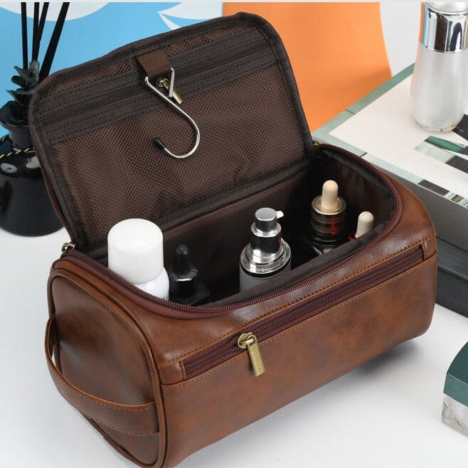 Trousse de Toilette Vintage à Suspendre Marron Foncé – vue 3 – Yokabag