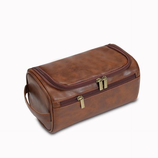 Trousse de Toilette Vintage à Suspendre Camel – vue 2 – Yokabag