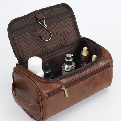 Trousse de Toilette Vintage à Suspendre Marron Foncé – vue 3 – Yokabag