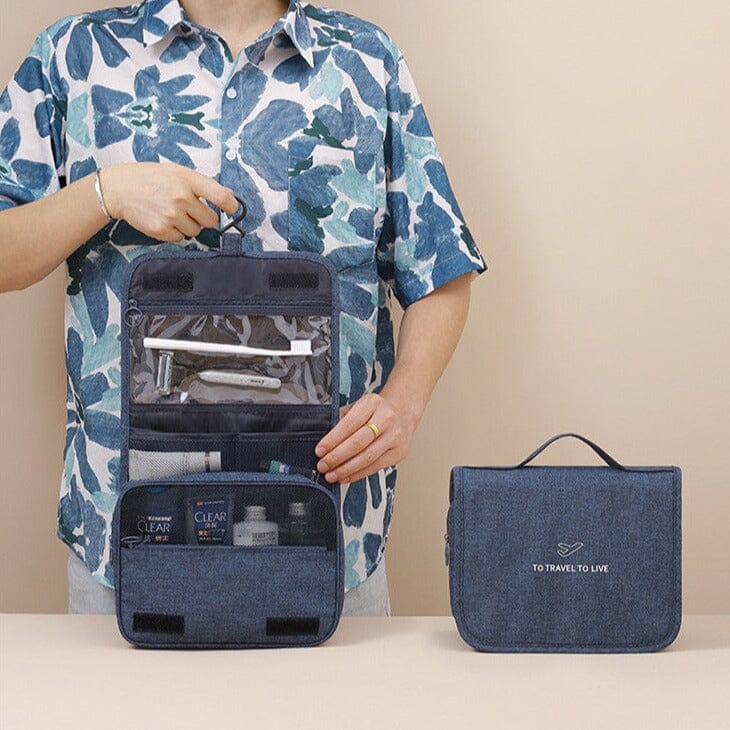 Trousse de Toilette de Voyage à Suspendre - (Bleu Marine)