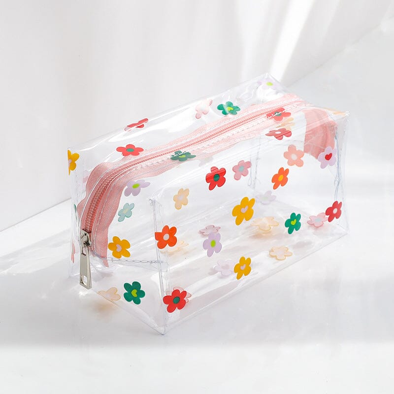 Trousse de Toilette Femme Transparente Fleurs