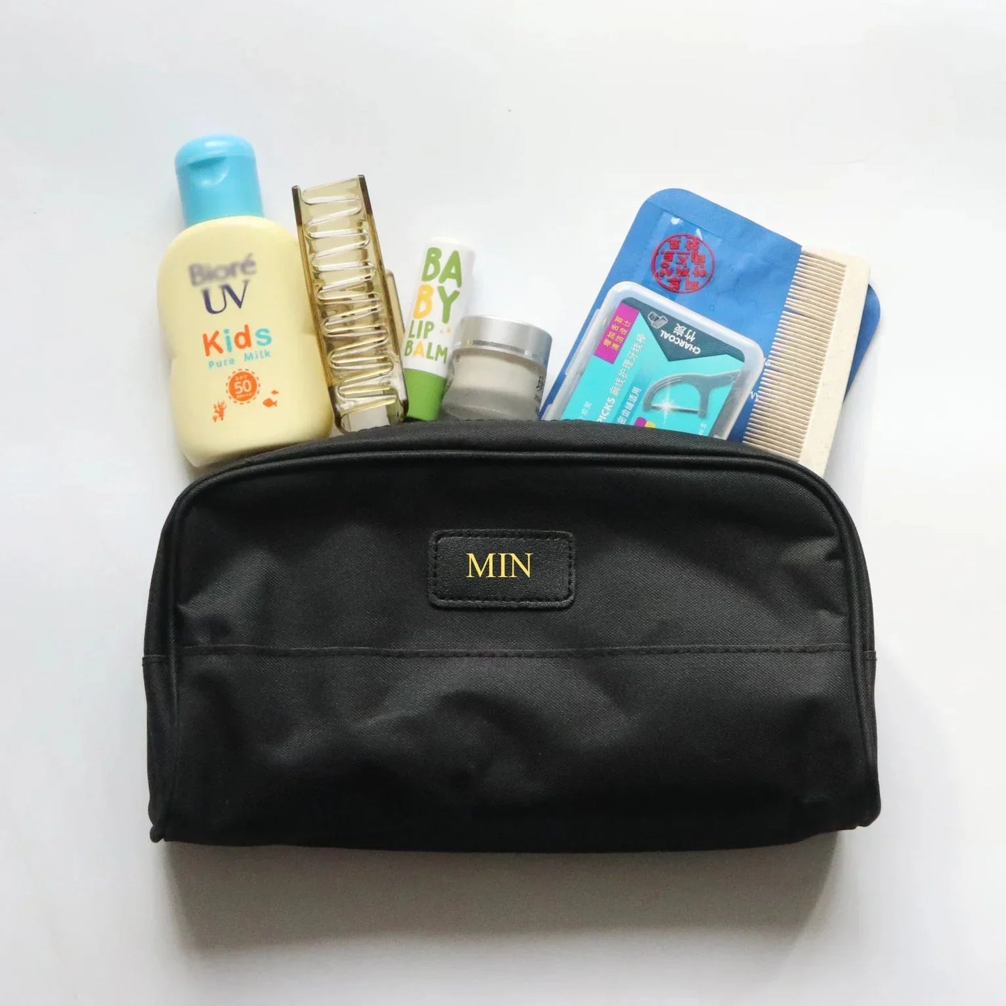 Trousse de Toilette Personnalisée - Avec vos Initiales Bleu Marine – vue 3 – Yokabag