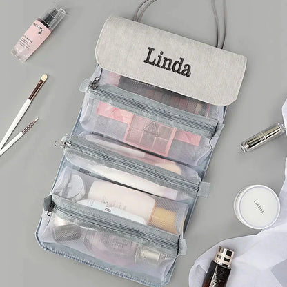 Trousse de Toilette Personnalisée pour Femme - Pliable bleu Ciel – vue 3 – Yokabag