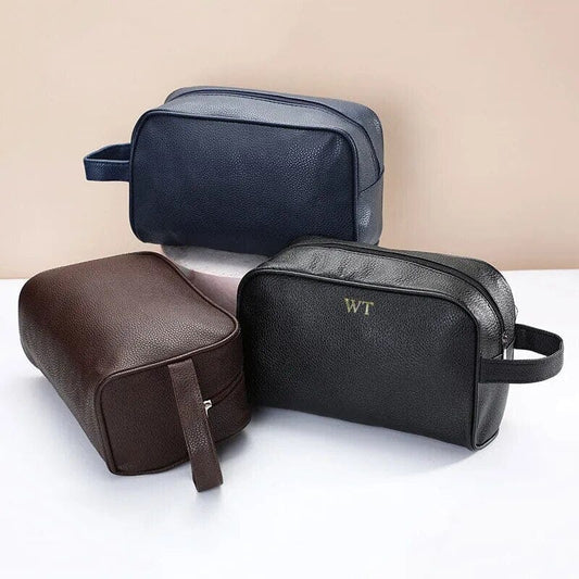 Trousse de Toilette Personnalisée pour Homme - Initiales Marron – vue 2 – Yokabag