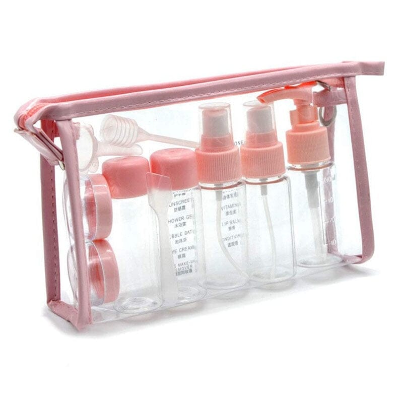 Kit Avion Complet - Trousse Transparente (7 Flacons) Rose – vue 2 – Yokabag