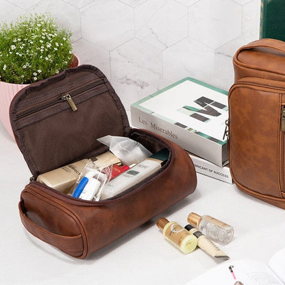 Trousse de Toilette Voyage Vintage Homme & Femme Camel – vue 2 – Yokabag