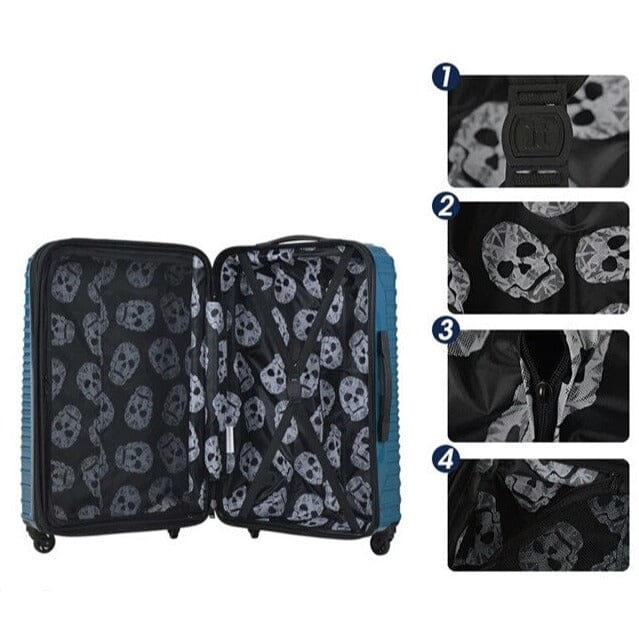 Valise Tête de Mort Mexicaine Rigide Relief - Bleu – vue 5 – Yokabag