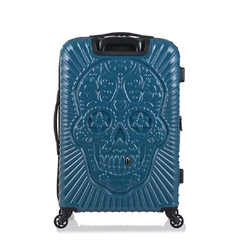 Valise Tête de Mort Mexicaine Rigide Relief - Bleu – vue 4 – Yokabag
