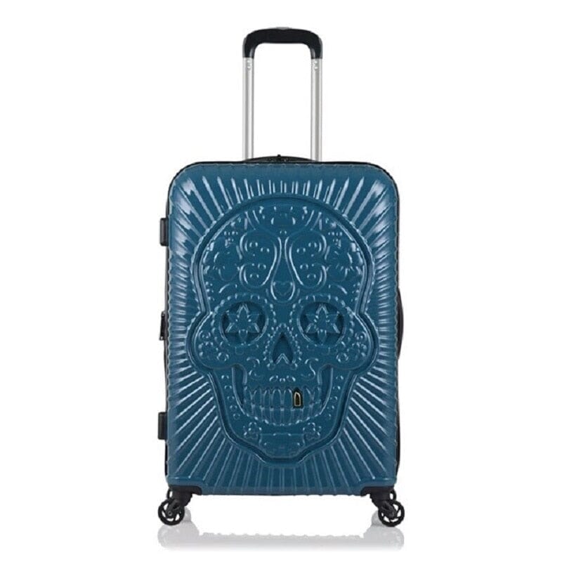 Valise Tête de Mort Mexicaine Rigide Relief - Bleu 64 x 43 x 27 cm – vue 2 – Yokabag