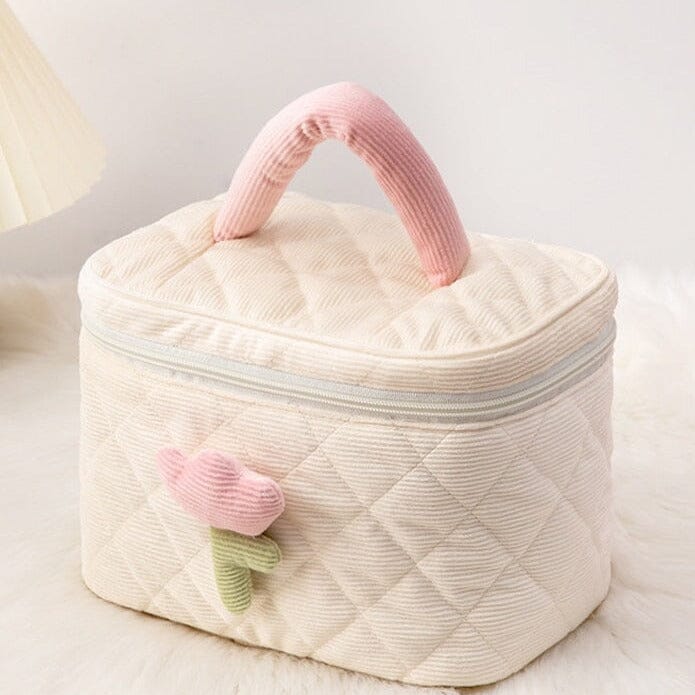 Voyage Vanity Velours Côtelé Tulipe Rose – vue 2 – Yokabag