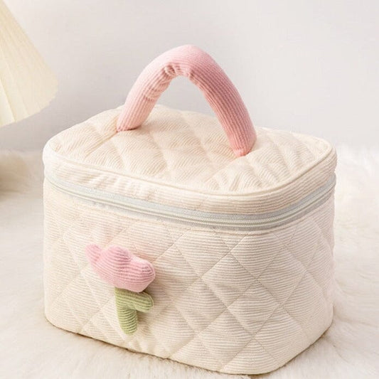 Voyage Vanity Velours Côtelé Tulipe Rose – vue 2 – Yokabag