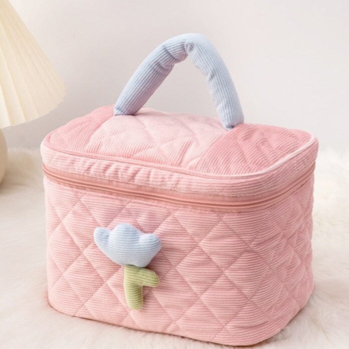 Voyage Vanity Velours Côtelé Tulipe Bleu – vue 4 – Yokabag